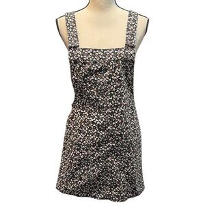 Xhilaration Black Denim Micro Floral Print Retro 90s Overall Dress Women's Small
